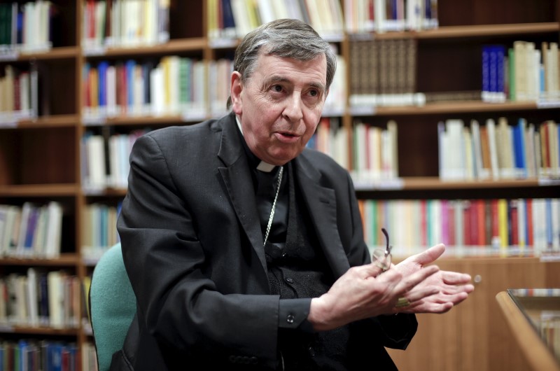 © Reuters. Swiss Cardinal Kurt Koch talks during an interview with Reuters in Rome