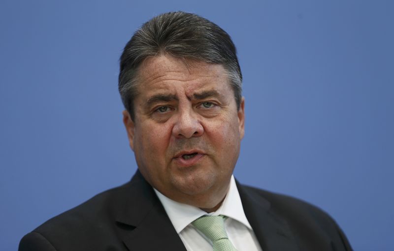 German Economy Minister Gabriel addresses a news conference in Berlin